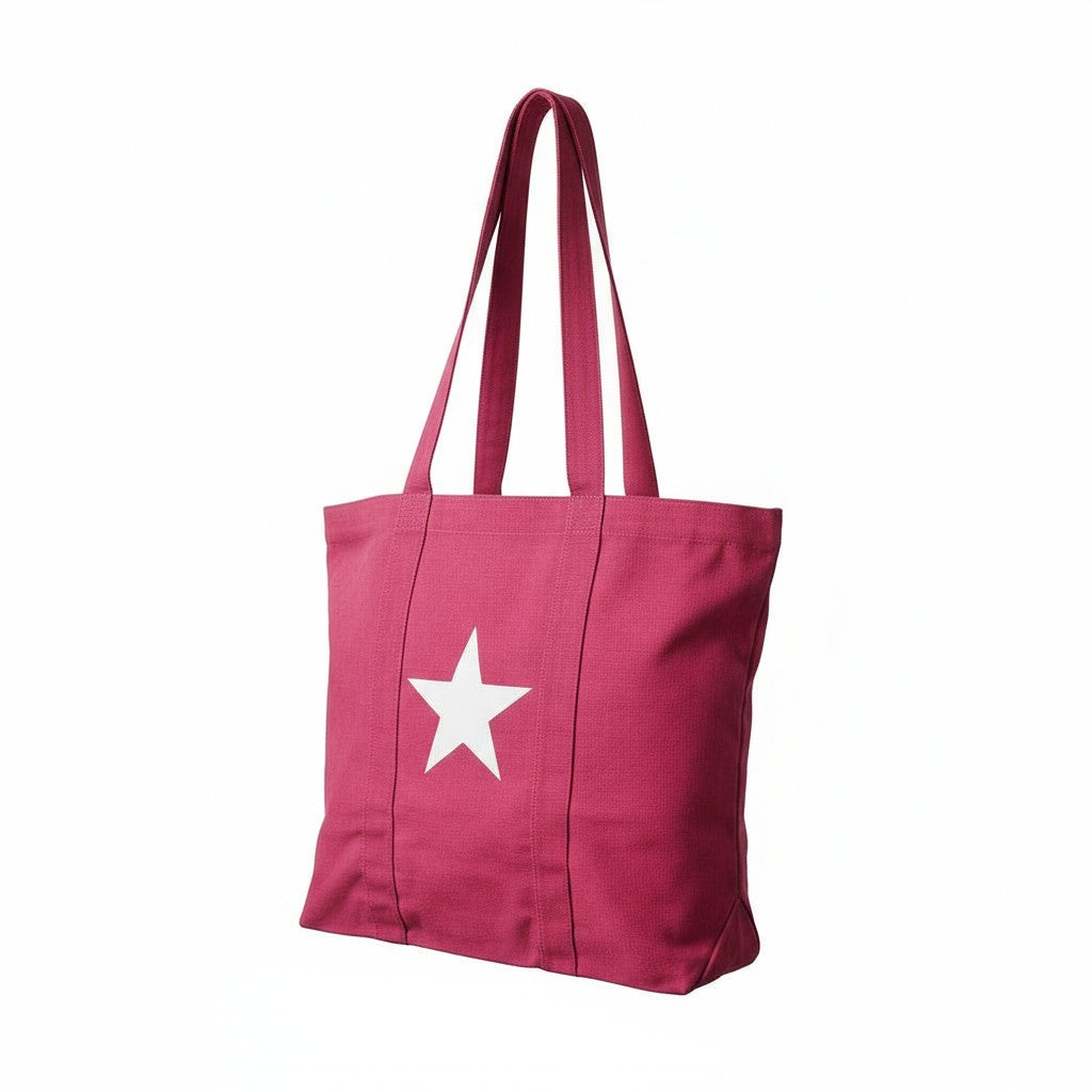 BOLSO LONA CON DETALLE ESTRELLA BLANCA.